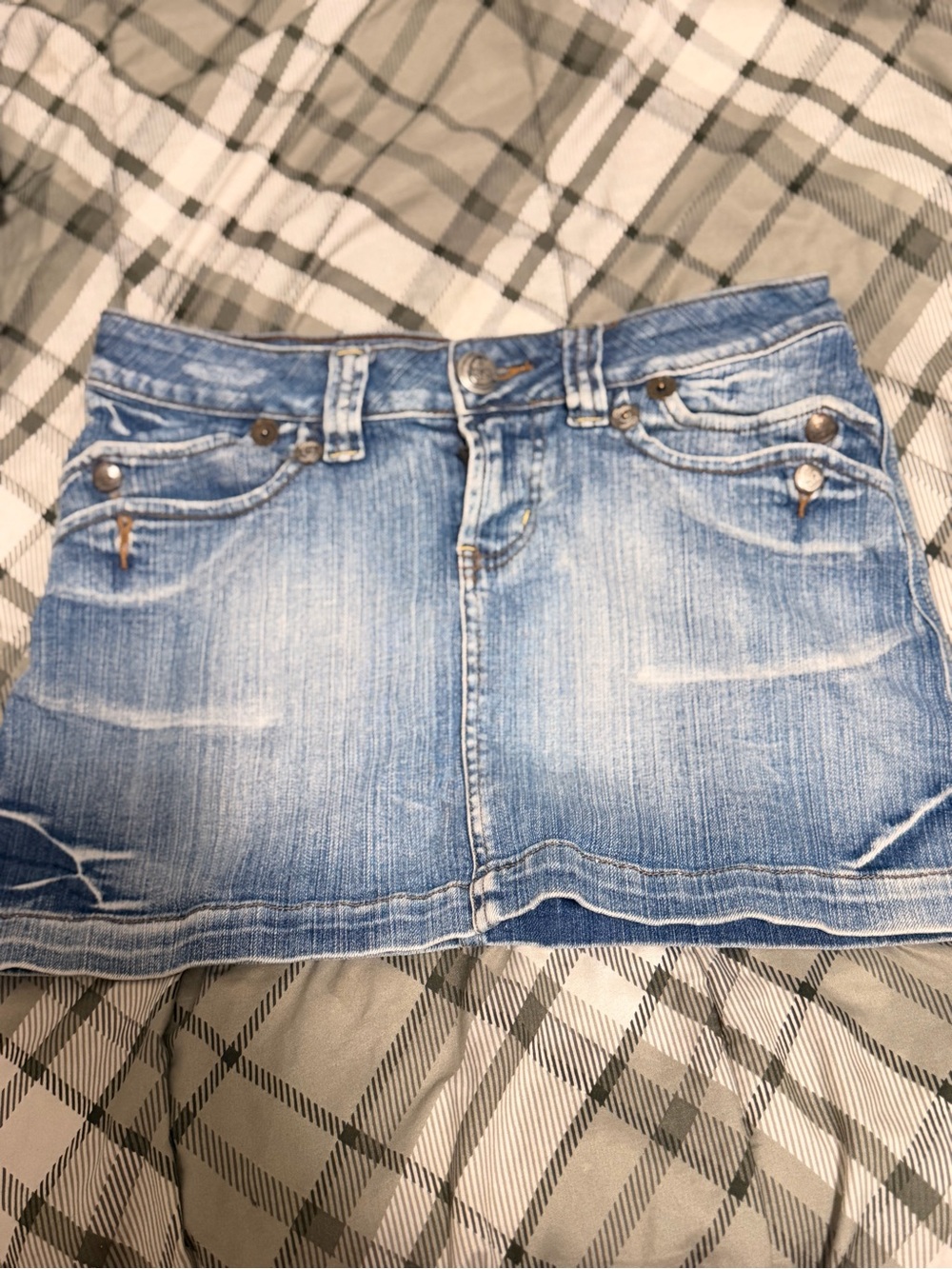 Candie's Light Blue Washed Denim Mini Skirt